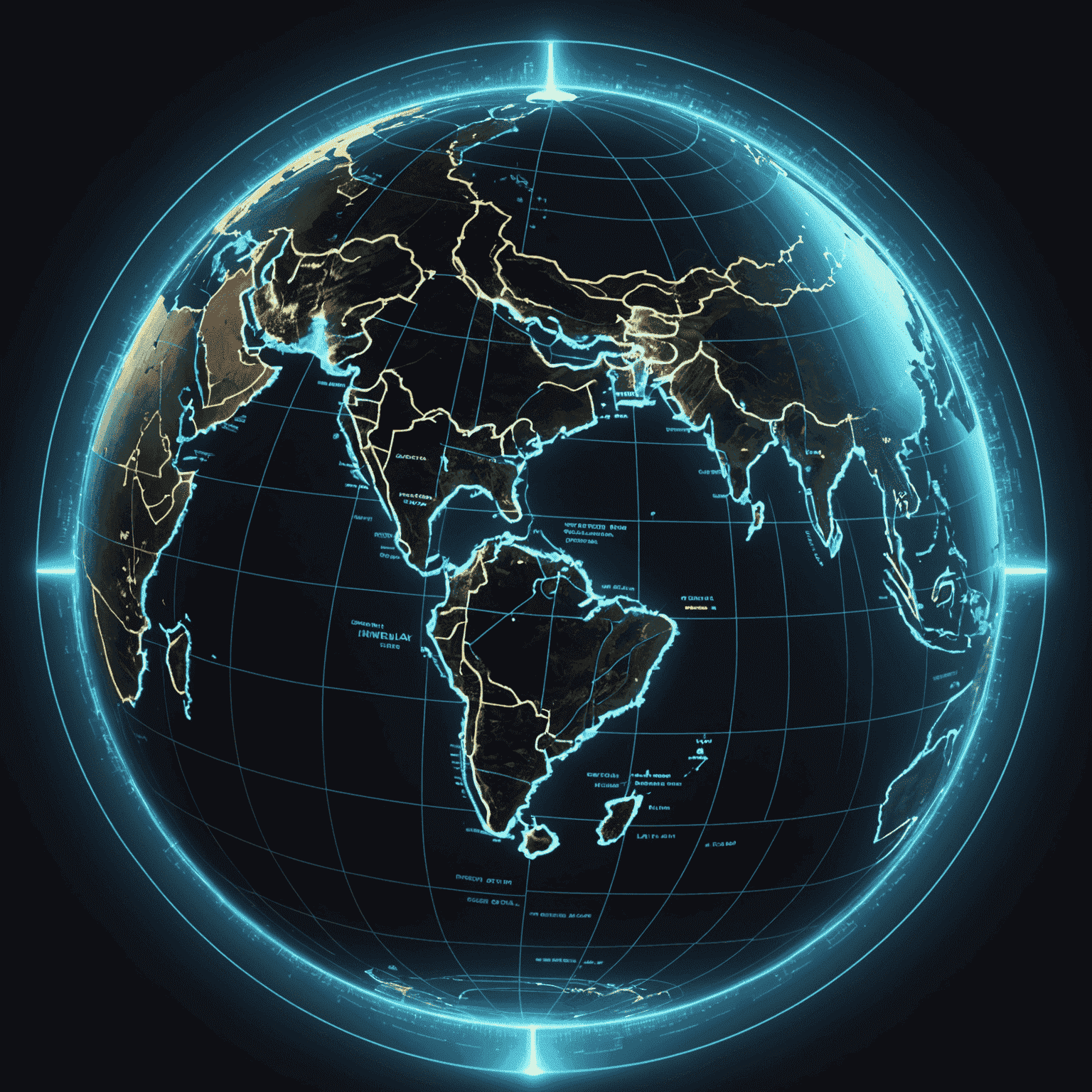 A futuristic interface showing flight routes across a holographic globe, with neon accents highlighting popular destinations in India